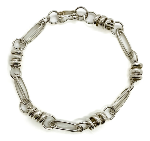 Pulsera Diseño Exclusiva Arandelas De Plata 950 20 Cm 