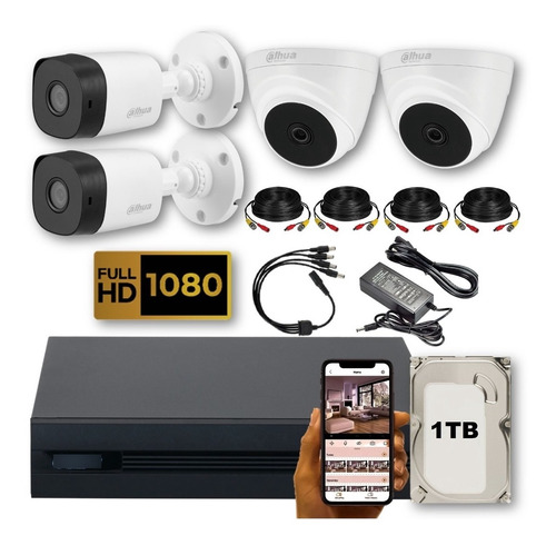 Kit Camaras Seguridad 2 Mp Full Hd Dahua Dvr 8 Ch Disco