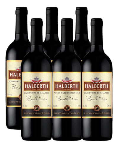 Vinho Bordo Halberth Tinto Seco 750ml Kit 6 Unidades