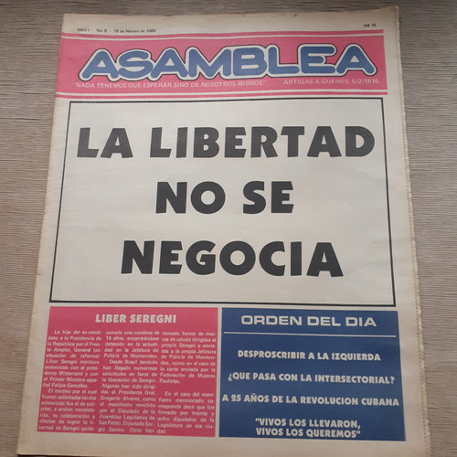 Semanario Asamblea Nº8 Feb.1984-desproscribir Izquierda, Fa