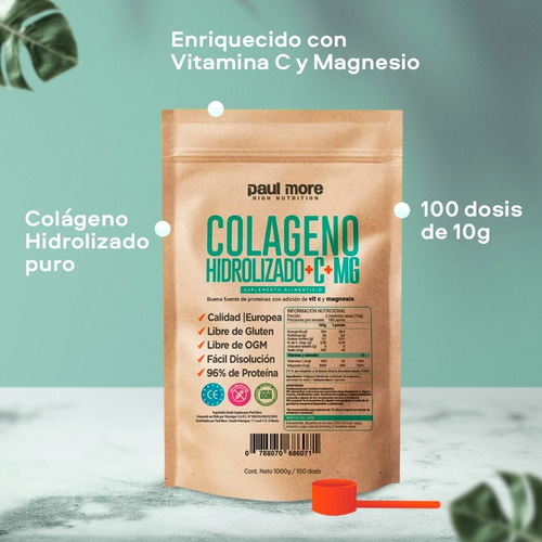 Imagen 3 de 10 de Pack 2x Colageno Hidrolizado + Vit C +magnesio.