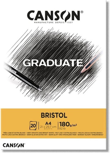 Block Papel Canson Graduate Bristol Dibujo C 20 Hojas 180 Gr