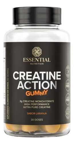 Creatina Essential Nutrition Creatine Action Gummy 60 Gomas Sabor Laranja