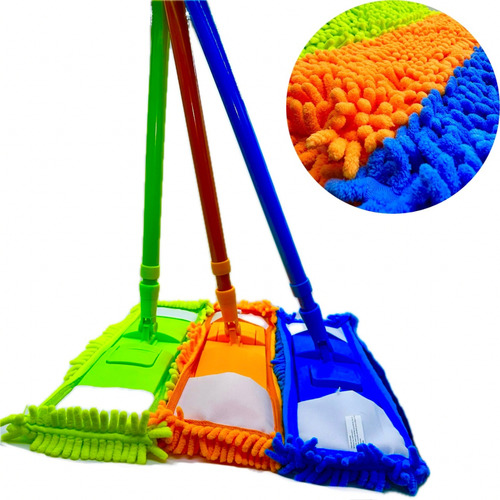 6 Trapeador Mop De Microfibra Rectangular Piso Sacudidor