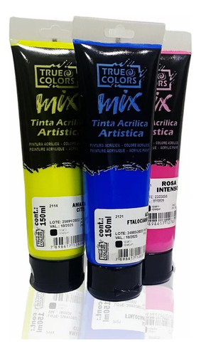 Tinta Acrílica Artistica Mix 150ml True Colors Cor Amarelo cítrico