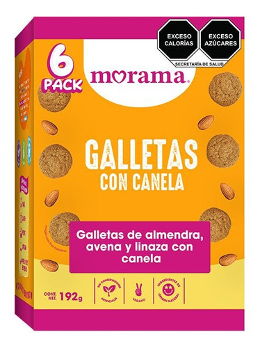 Galletas morama Con Canela Almendra Avena Y Linaza 6 Pz