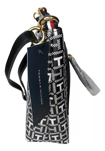 Cartera Crossbody Negra Tommy Hilfiger Para Adultos Negro Monograma Oro Negro
