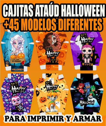  Kit Imprimible Cajitas Halloween Ataud