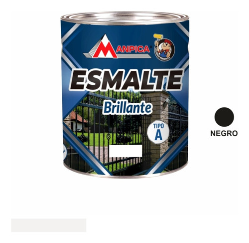 Pintura Esmalte Premium Tipo A Negro Brillante 1 Galon 