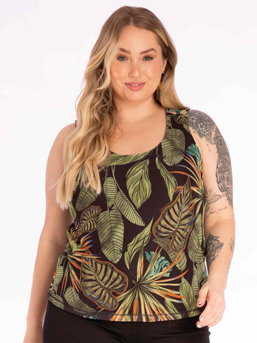 Blusa Regata Estampada Plus Size