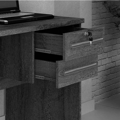 Imagem 3 de 3 de Mesa Para Computador 2 Gavetas Byte Valdemóveis Ipê Gf