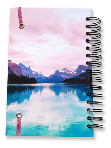 Libreta Media Carta Paisaje Rosa Elaborado A Mano