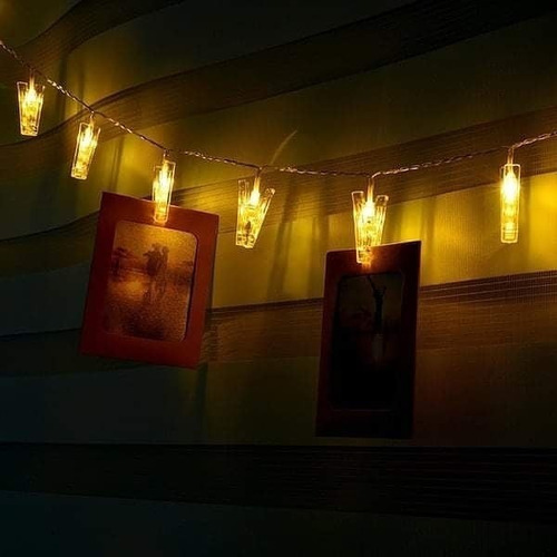 Guirnalda Calida Luz Led Broches A Pilas Luces Decoración