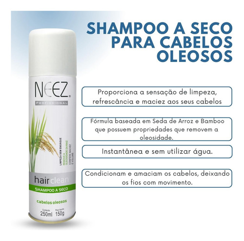 Kit 02un Shampoo A Seco Cabelos Oleosos Neez E Cless