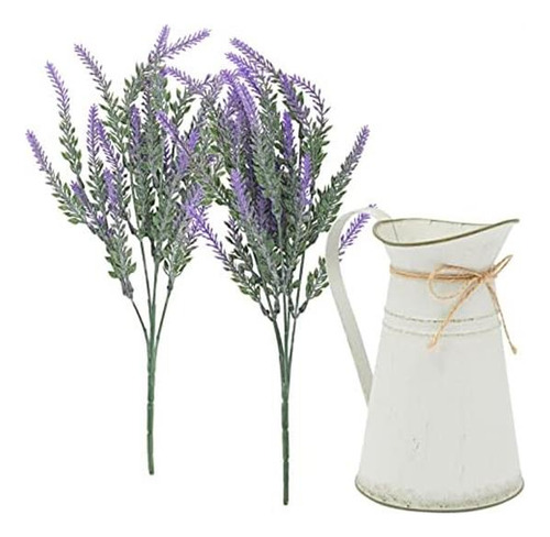 Juego De 2 Flores Artificiales De Lavanda En Jarrón De Jarra