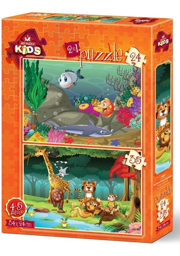 Art Kids Animales Del Mar Y Bosque 2 Rompecabezas 24 +35 Pz 