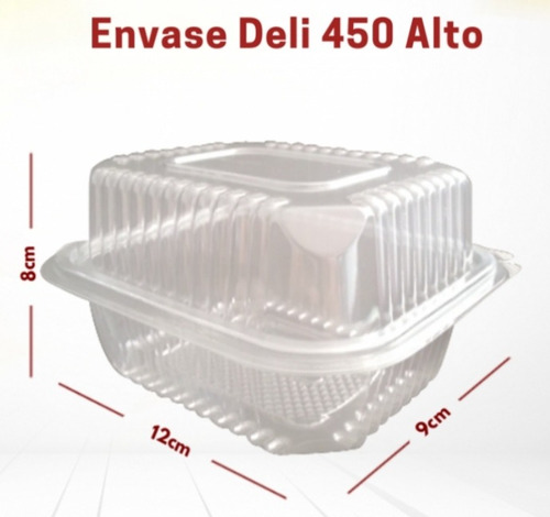 Envase Contenedor Plastico Transparente Sello Plus 450 Alto