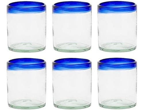 Amici Home Blue Rim Vasos Doble Antiguo Juego 6 Autentica Cr