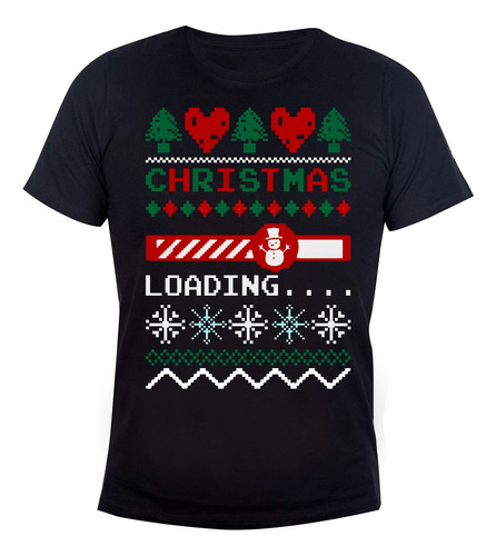 Remera Hombre Navideña Christmas Navidad Muñeco Nieve Árbol