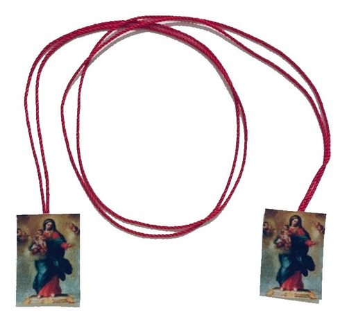 84 Collar Hilo Rojo Escapulario Virgen Del Rosario