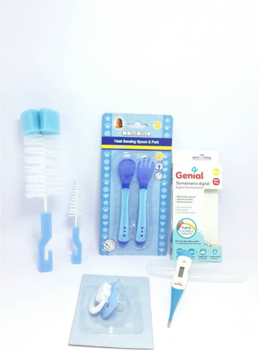 Kit Para Bebe Termómetro Tetero Limpiador Chupón