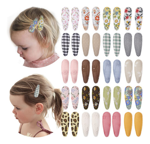 40 Pinzas Para El Cabello Para Niña, Con Estampado Floral, A