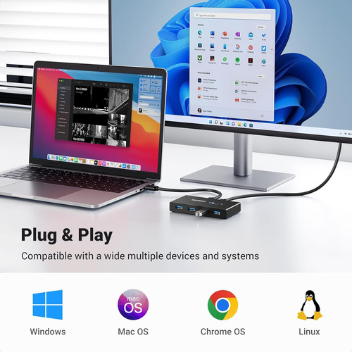 Interruptor Kvm Ugreen, Usb 3.0, P/ 2 Computadoras, Negro
