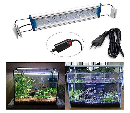 Luz Led Acuario Peces Tanque Iluminación Ajustable 38-51 Cm