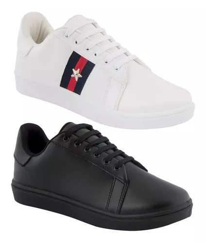 Tenis 2 Pares Mujer Blanco Negro Gratis 186500