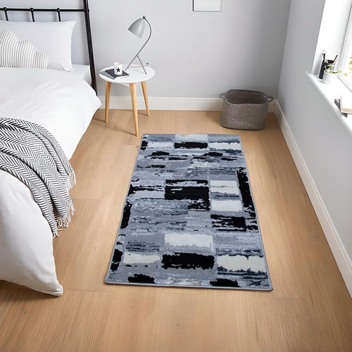 Alfombra Tapete Negro Gris 60 X 110cms Mitapete