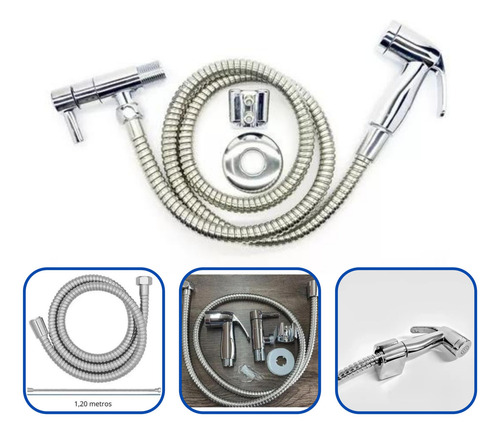 Ducha Higiênica Quadrada Supr Luxo +2 Acab Cr + 2 Conv Docol Acabamento Brilhante Cor Prateado