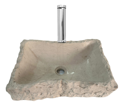 Lavabo Ovalin Rectangular Rústico Mármol Beige 40 X 30