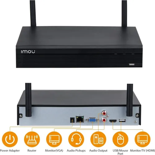 Kit Ip Imou Nvr Inalambrico 8ch+ 4 Camara Wifi 1080p + Disco