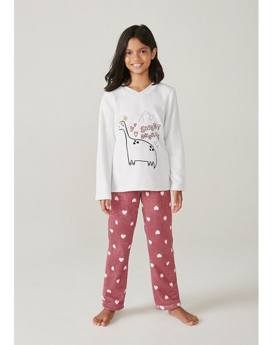 Pijama Longo Infantil Menina Em Fleece Hering Kids