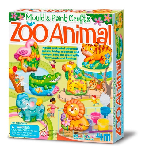 Kit De Moldear Y Pintar Animales Zoológico 4m Cadaqués Kids