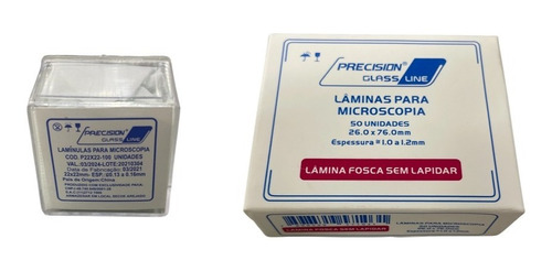 100 Laminulas 22x22mm + 100 Laminas Foscas P/ Microscopio