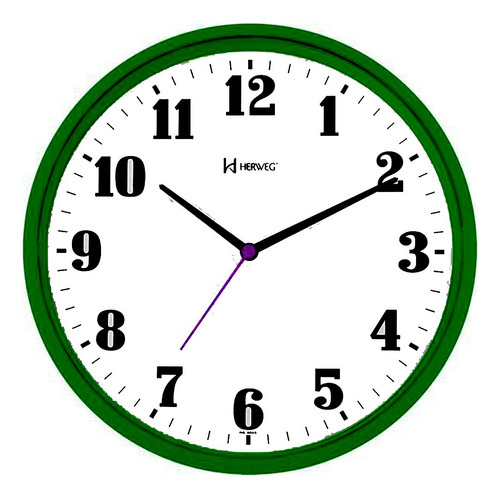 Relógio De Parede Herweg Redondo Para Cozinha Sala 6126 + Cor da estrutura Verde Samauma Cor do fundo Branco