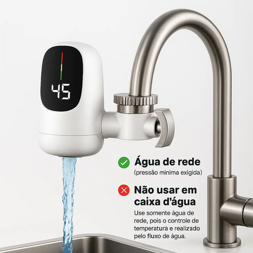 Aquecedor De Torneira Elétrico 3000w Água Quente Instantânea