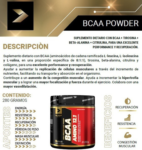 Imagen 4 de 4 de Bcaa Powder ( Polvo ). Amino 12.1. Body Advance