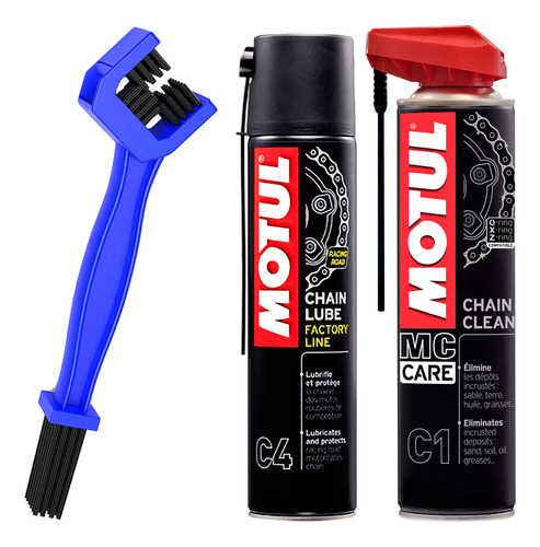 Kit Motul Chain Lube C4 + 1 Chain Clean (c1) + Escova