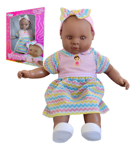 Boneca Manu Negra Brinquedo Infantil Menina Tamanho Real