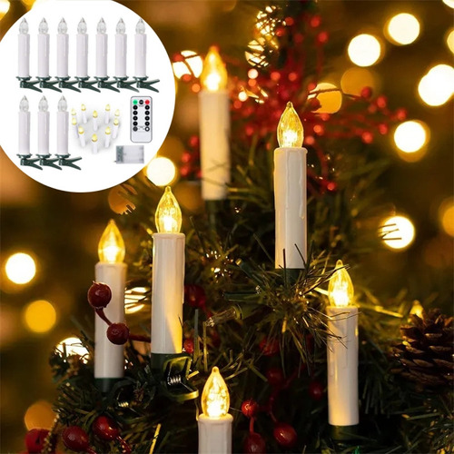 10 Luces Led Con Forma De Vela Para Árbol De Navidad Con Cli
