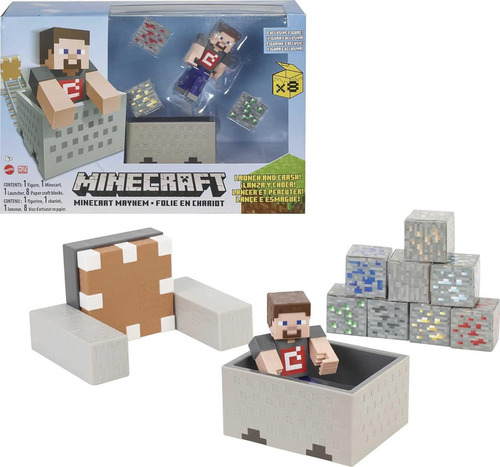 Set Steve Minecraft Lanza Y Choca - Mattel