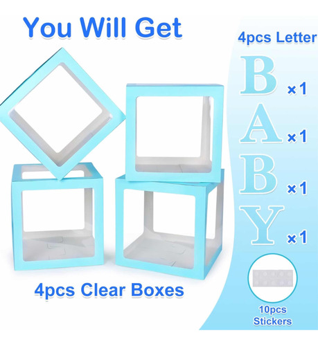 Set De Cajas Azules Frase Baby