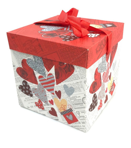 Caja De Regalo Sorpresa Desayuno Plegable 22cm Corazón 5079