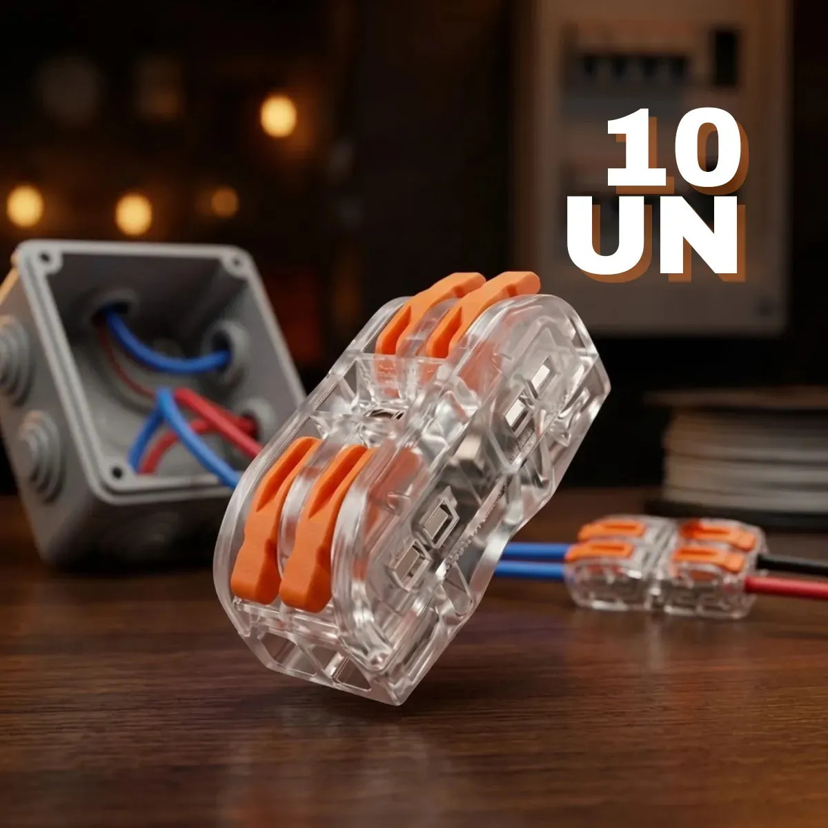 Conector de Fios Elétricos 2 Vias Emenda Rápida Elétrica Kit 10 Unidades