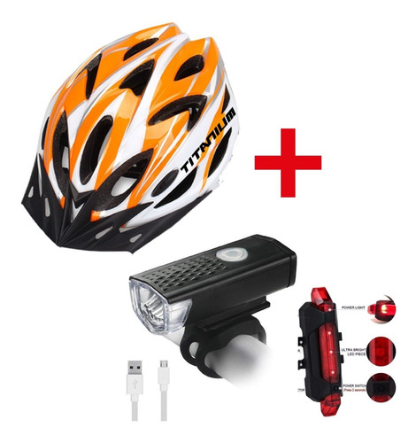 Combo Casco Ruta + Luces Sapito Delantera Y Trasera