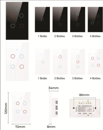 Interruptor Inteligente Touch 3 Botões/teclas Com Wifi Preto