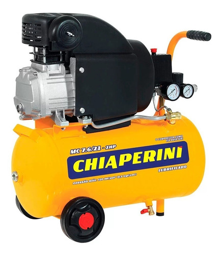 Compressor de ar elétrico portátil Chiaperini MC 7.6/21-2HP monofásica 21L 2hp 220V laranja