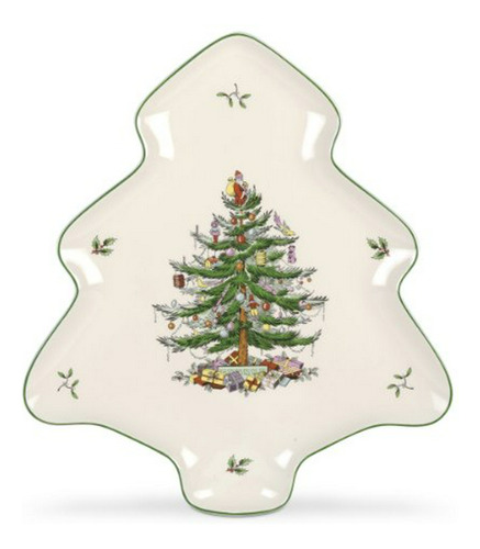 Plato Navideño Spode Christmas Tree De 14 Pulgadas, Ideal Pa